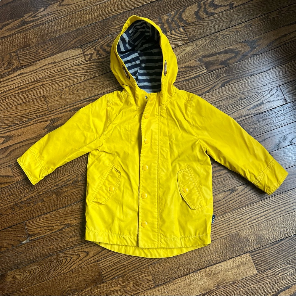 Gap Baby Yellow Rain Jacket, Fully Lined, with zipper and button closure, size 3